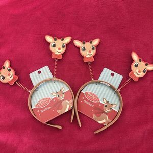 NEW, Lot Of 2 Rudolph The Red Nosed Reindeer Headband Springy Wiggle Bopper